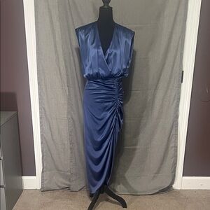 Veronica Beard Navy Satin Midi Dress